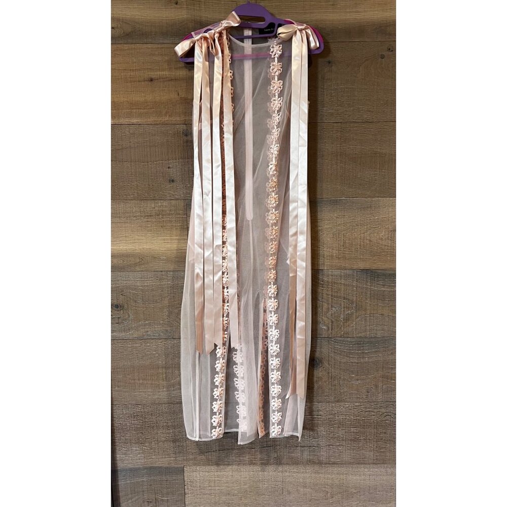 Simone Rocha pale pink ribbon-trimmed sleeveless midi dress size US 0 NWOT - Picture 4 of 11